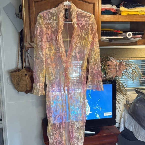 Teatro Dei Sogni by Beppe Bondi Gold and Cream Textured Robe size 14 - Picture 15 of 15